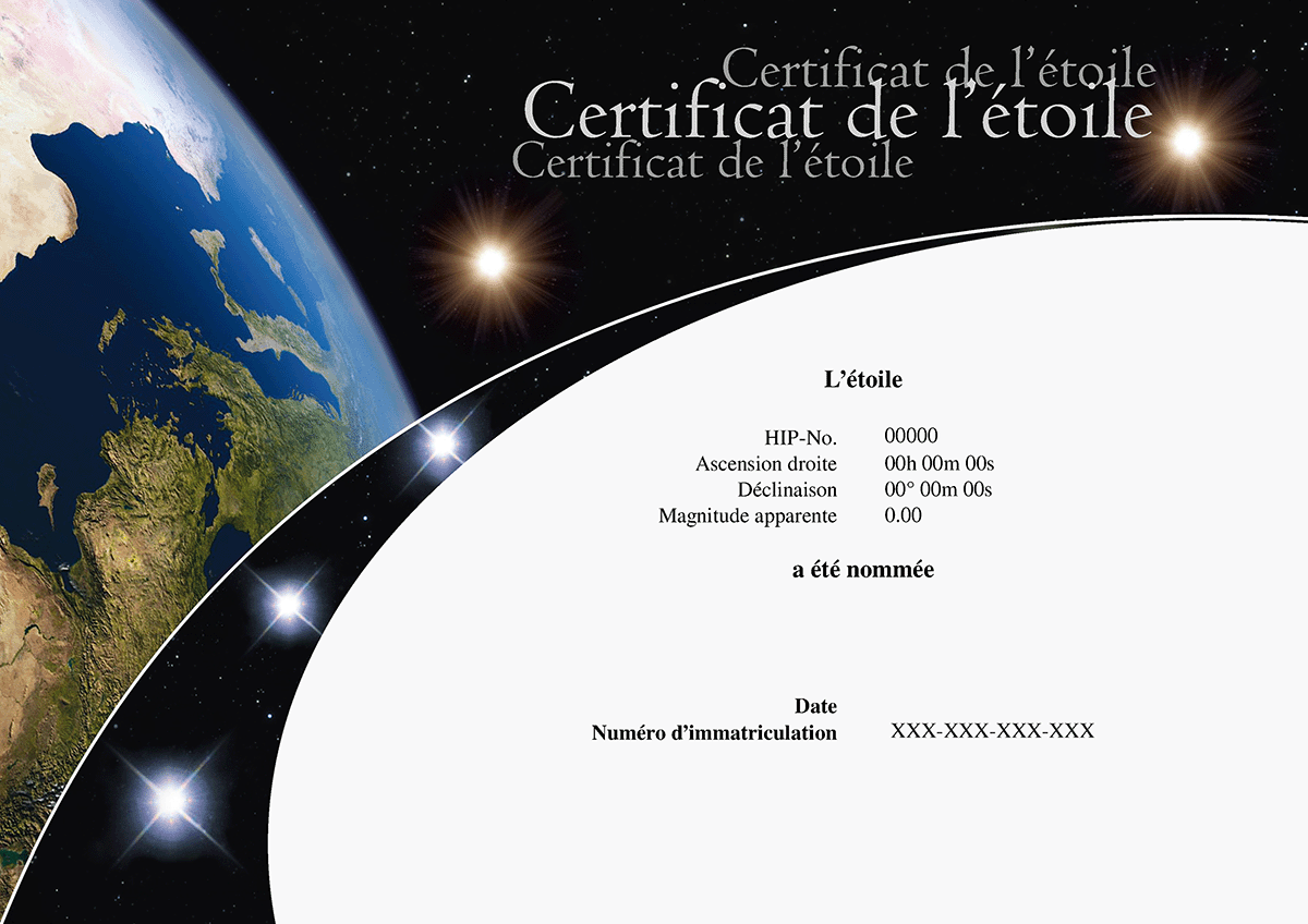 Certificat de l’étoile